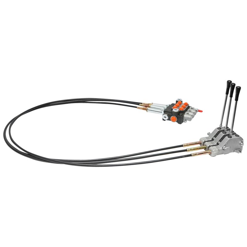 Distribuitor hidraulic cu 3 manete, lungime cablu 2m presiune 250 bar debit 40L/min Breckner Germany